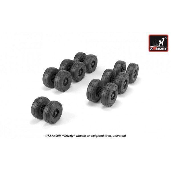 A400M "Grizzly" wheels w/ weighted tires 1/72 Armory Models AR AW72506