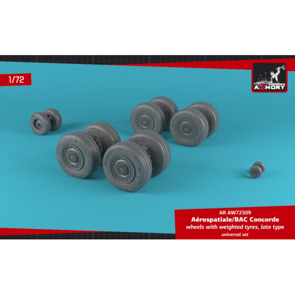 Concorde wheels w/ weighted tires, late 1/72 Armory Models AR AW72509