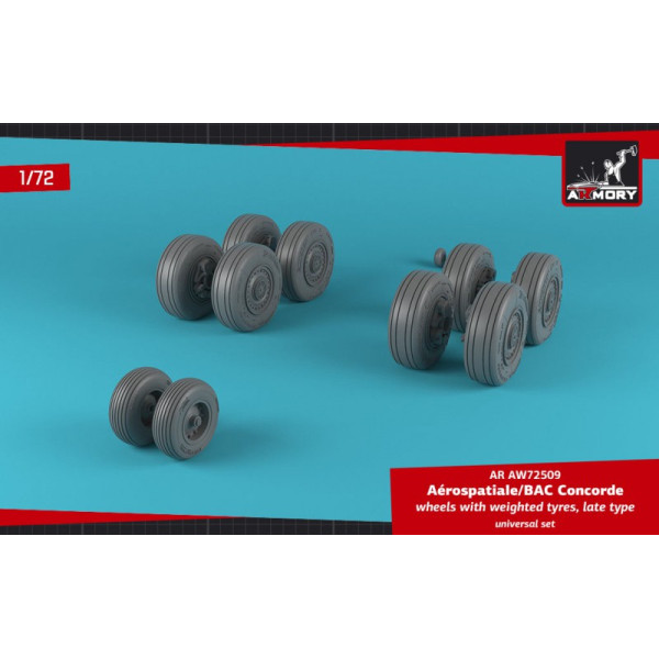 Concorde wheels w/ weighted tires, late 1/72 Armory Models AR AW72509