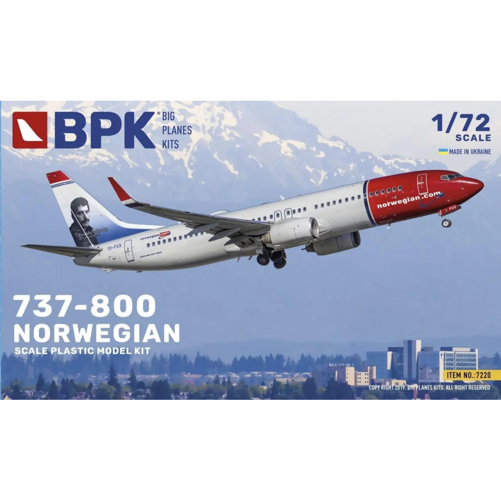 Збірна модель - Boeing 737-800 Norwegian 1/72 BPK 7220