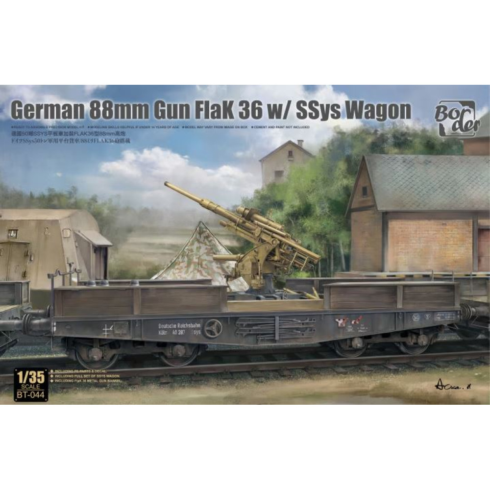 German 88mm Gun Flak 36 w/SSys Wagon 1/35 Border model BT-044