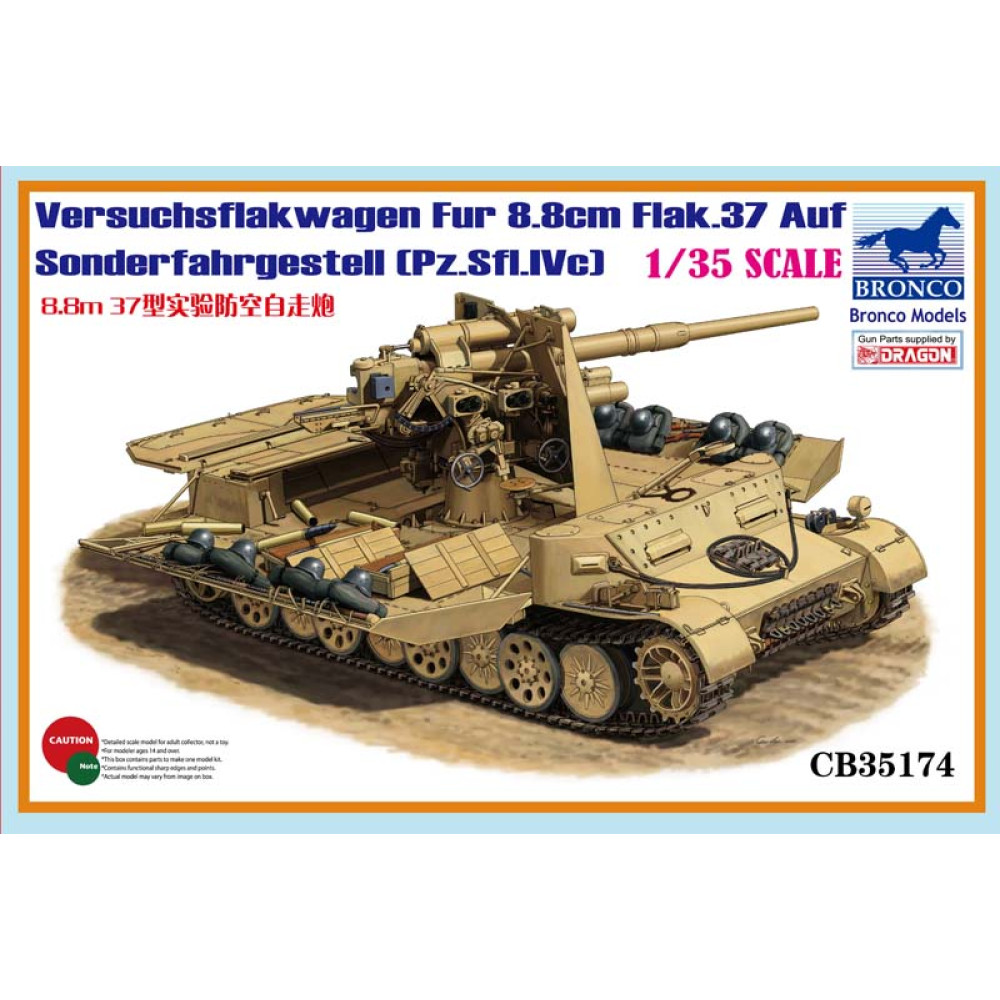 Versuchsflakwagen Fur 8.8cm Flak.37 Auf Sonderfahrgestell (Pz.Sfl.IVc)   1/35 Bronco Models 35174