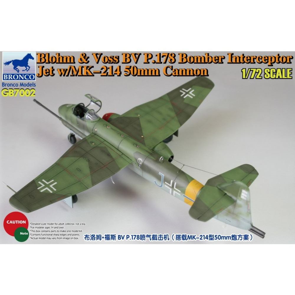 Blohm & Voss BV P.178 Bomber Interceptor Jet w/MK-214 50mm Cannon  1/72 Bronco Models GB7002