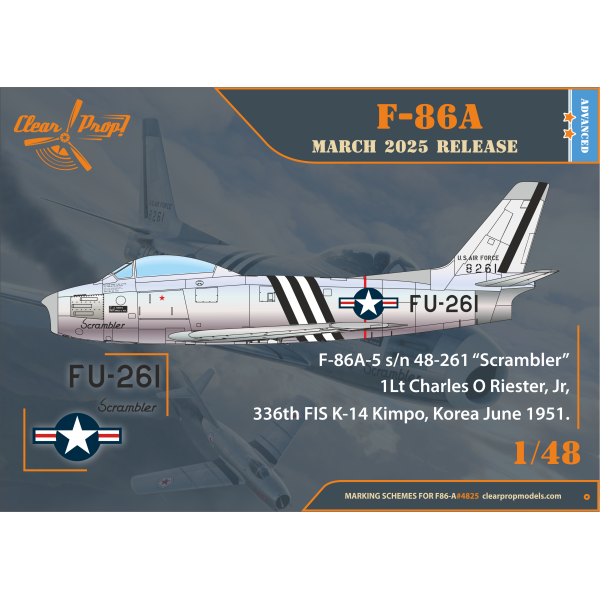 F-86A American Jet Fighter  in Korea early variants  1/48 Clear Prop 4825