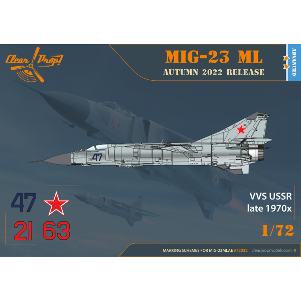 MiG-23ML/MLA Soviet multirole fighter Advanced kit 1/72 Clear Prop 72032