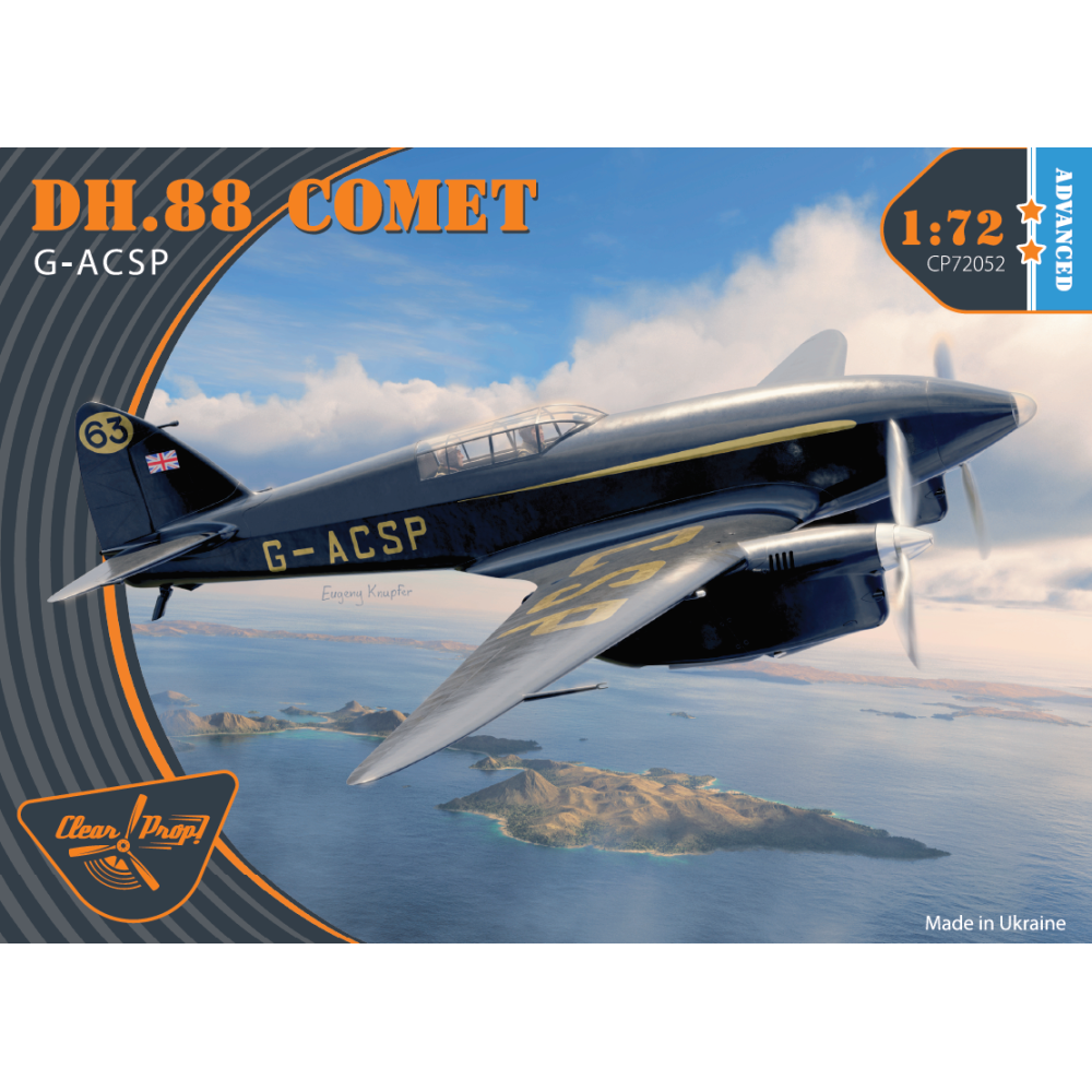 Збірна модель DH.88 Comet G-ACSP  1/72 Clear Prop 72052