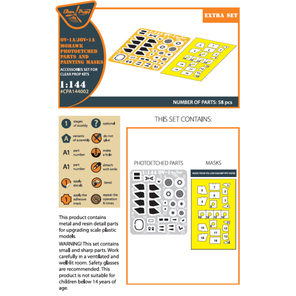 OV-1 A/JOV-1A Mohawk PE parts and  painting mask for CP kits 1/72 ClearProp CPA144002