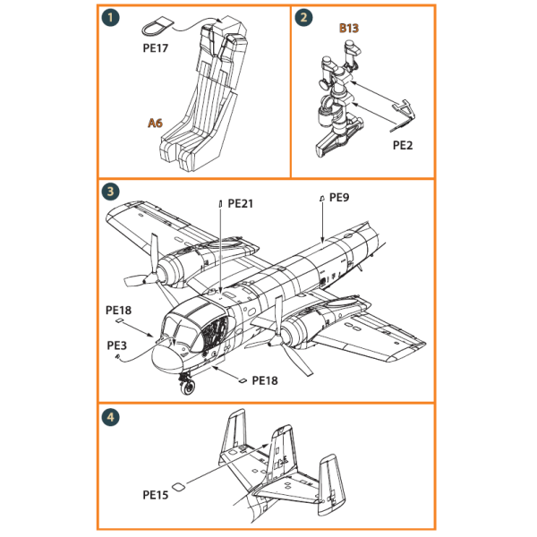 OV-1 A/JOV-1A Mohawk PE parts and  painting mask for CP kits 1/72 ClearProp CPA144002