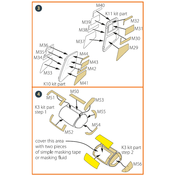 CH-54 painting mask on "yellow kabuki paper" for ICM kit 53054 1/35 ClearProp CPA35001