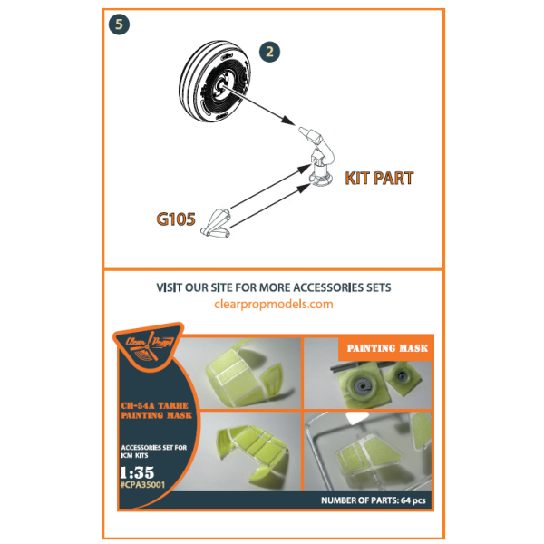 CH-54A Tarhe for ICM  Wheel set (Resin) 1/35 ClearProp CPA35002