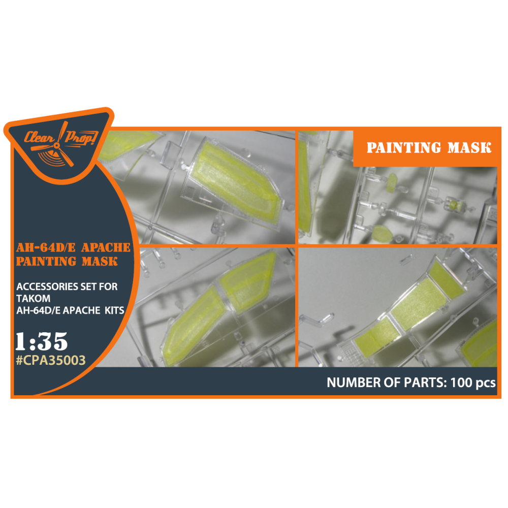 AH-64D/E Apache painting mask on "yellow kabuki paper" for TAKOM kit 1/35 ClearProp CPA35003