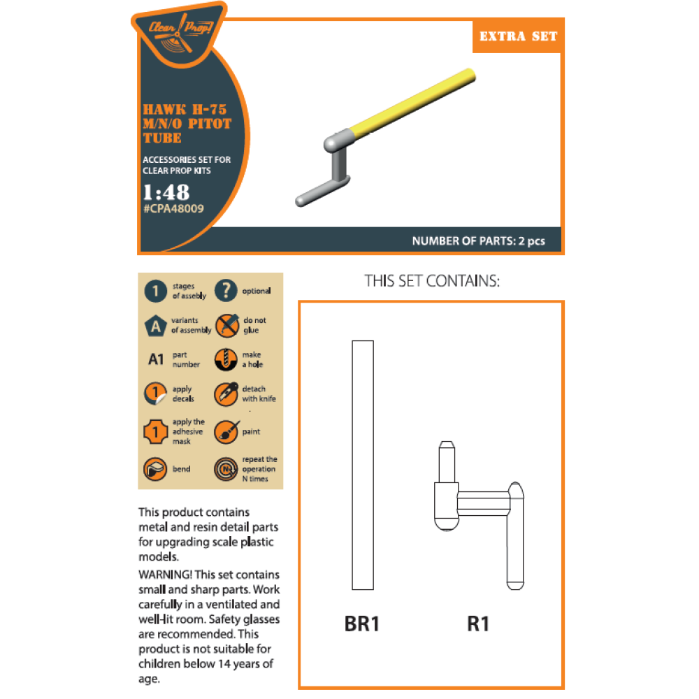 Hawk H-75 M/N/O pitot tube for CP kit  1/48 ClearProp CPA48009