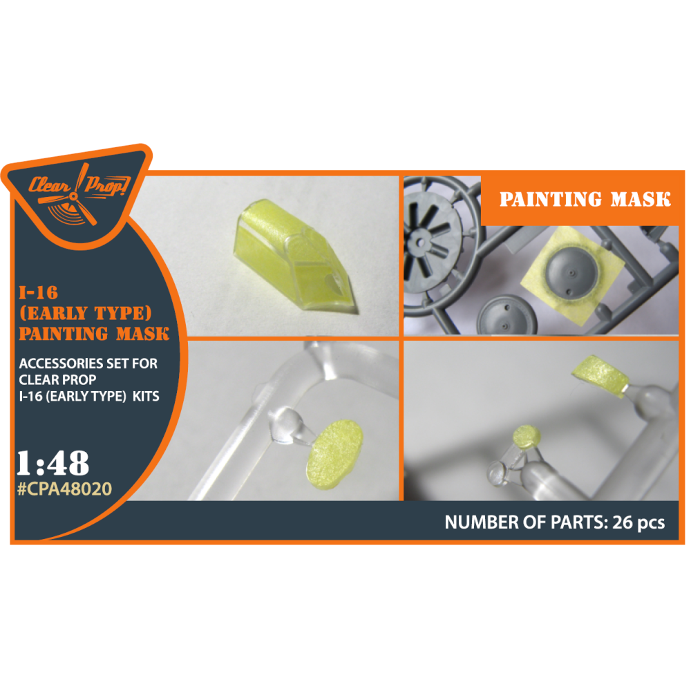I-16  (early version) painting mask on "yellow kabuki paper" for CP kit 1/48 ClearProp CPA48020