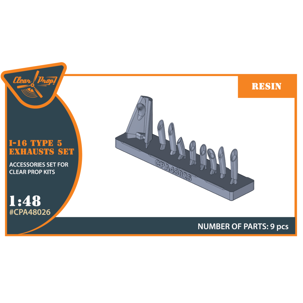 I-16 type 5 resin exhausts for CP kits 1/48 ClearProp CPA48026