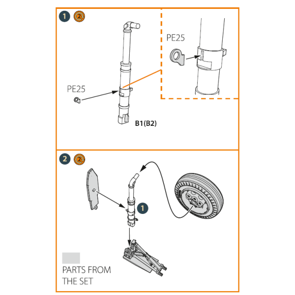XA2D-1, A2D-1 Skyshark main landing legs for CP kits 1/48 ClearProp CPA48040