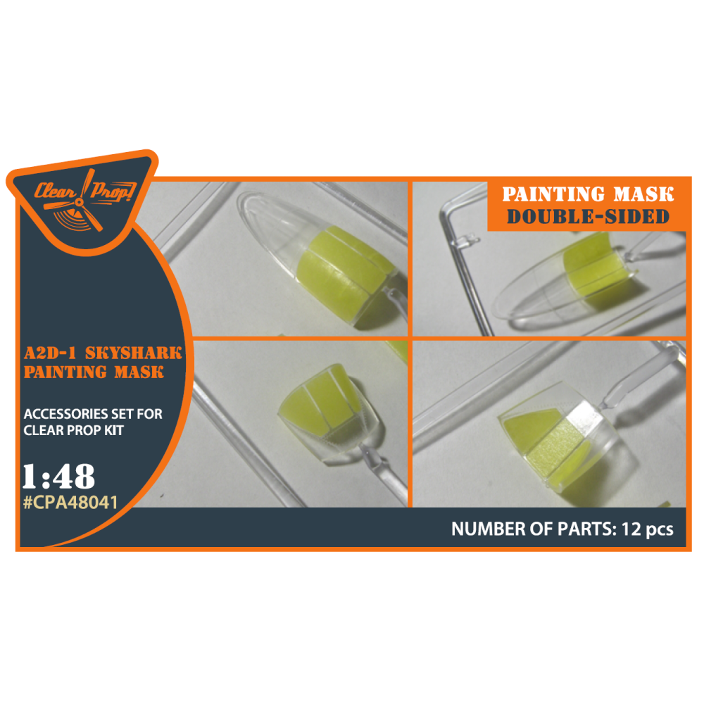 A2D-1 Skyshark painting mask on "yellow kabuki paper" for CP kit 1/48 ClearProp CPA48041