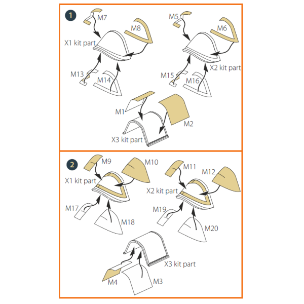 Culver PQ-14 (all versions) double-sided painting mask  for CP kit "yellow kabuki paper" 1/48 ClearProp CPA48042