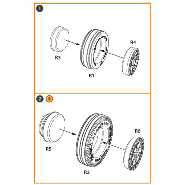 F-86A wheel set type 1 1/48 ClearProp CPA48052