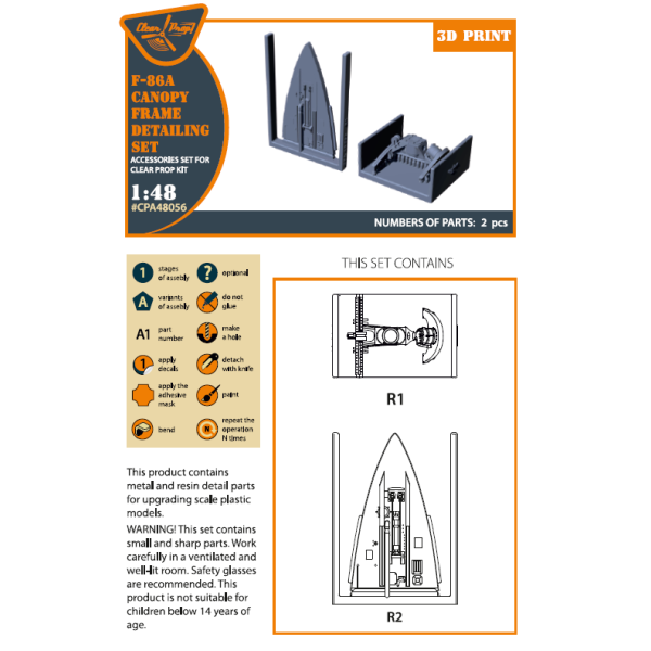 F-86A Canopy frame detailing set for CP kits 1/48 ClearProp CPA48056