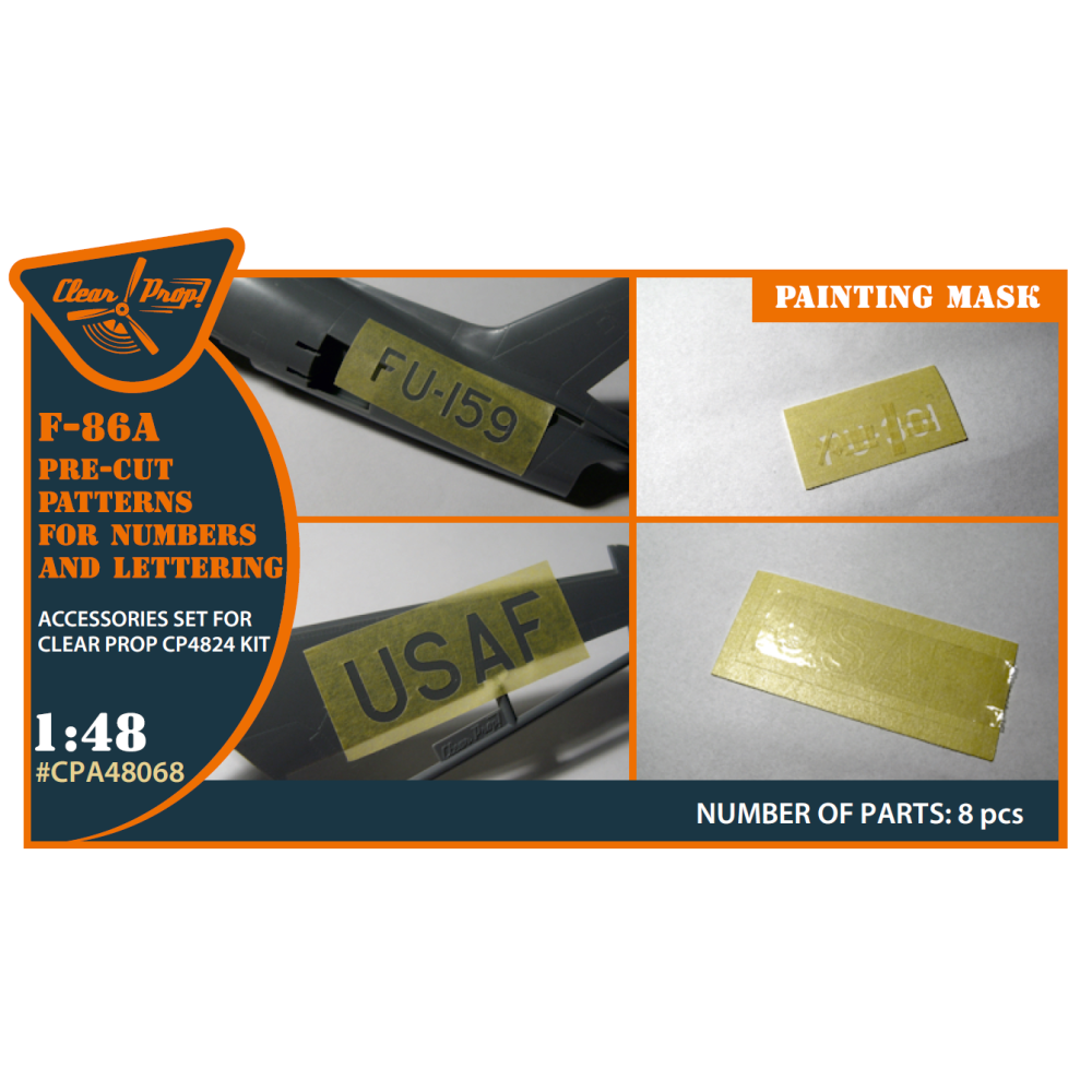 F-86A pre-cut patterns for numbers and letteringpainting for CP kit "yellow kabuki paper" 1/48 ClearProp CPA48068