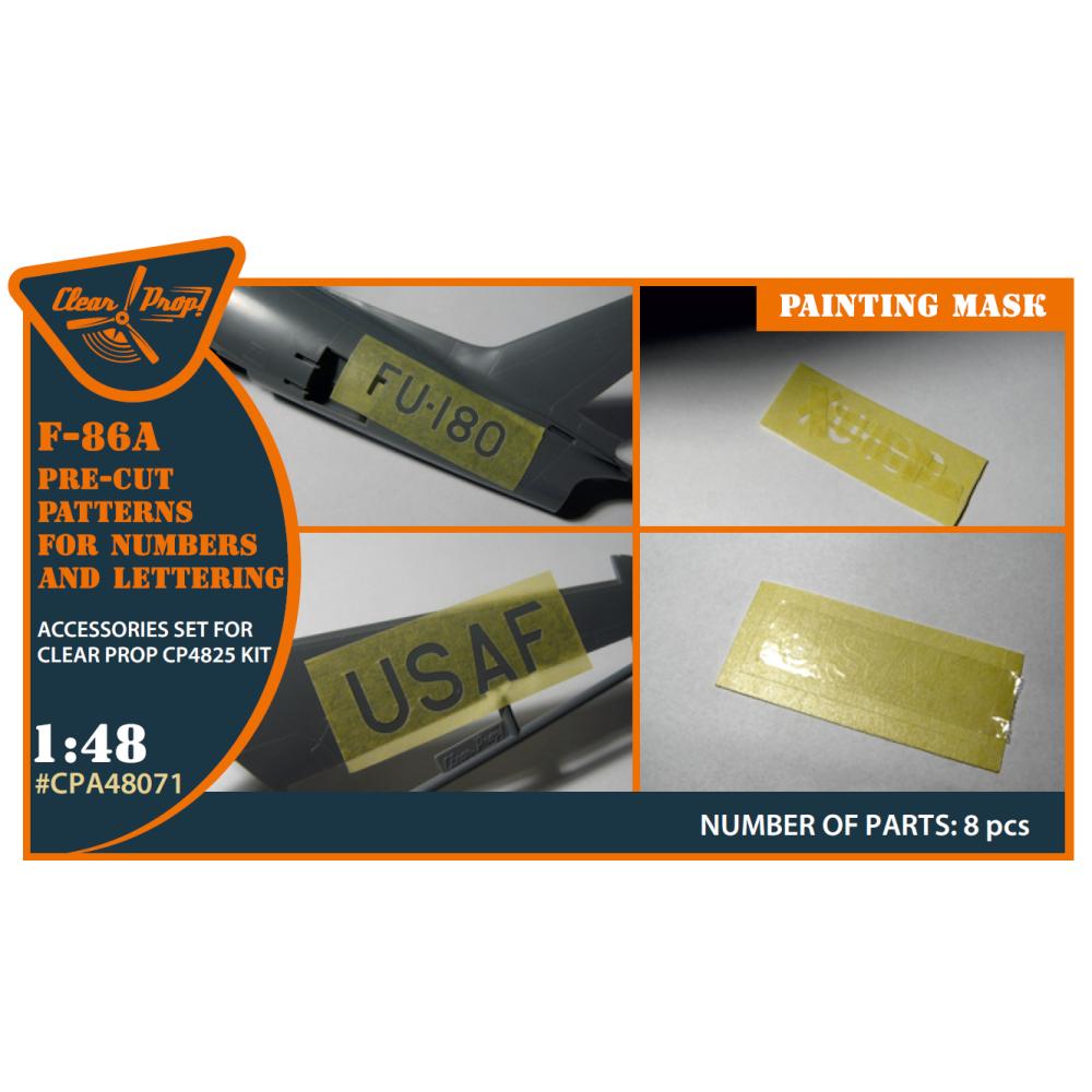 F-86A pre-cut patterns for numbers and letteringpainting for CP4825 1/48 ClearProp CPA48071