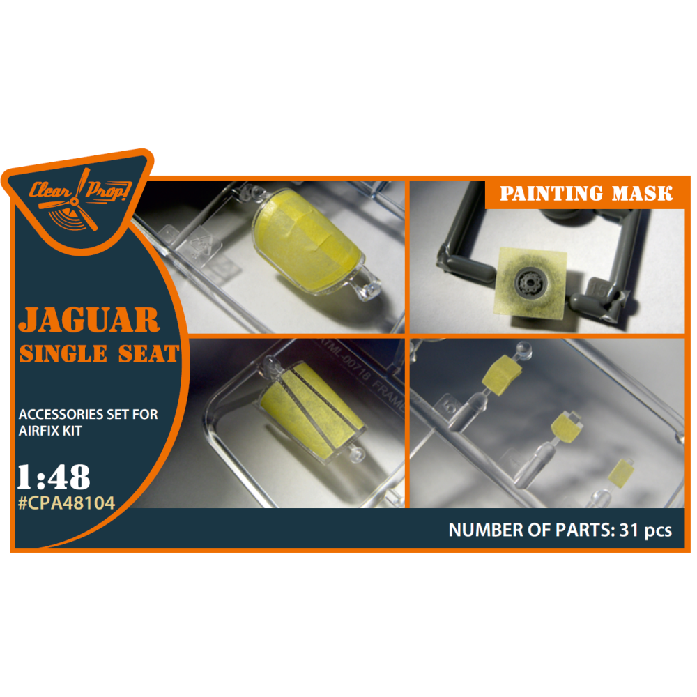 Jaguar Single seat painting mask on "yellow kabuki paper" for Airfix kit 1/48 ClearProp CPA48104