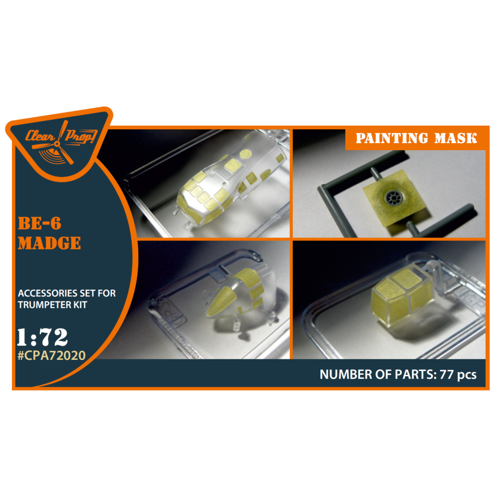 Be-6 Madge   painting mask on "yellow kabuki paper" for  Trumpeter 1/72 ClearProp CPA72020