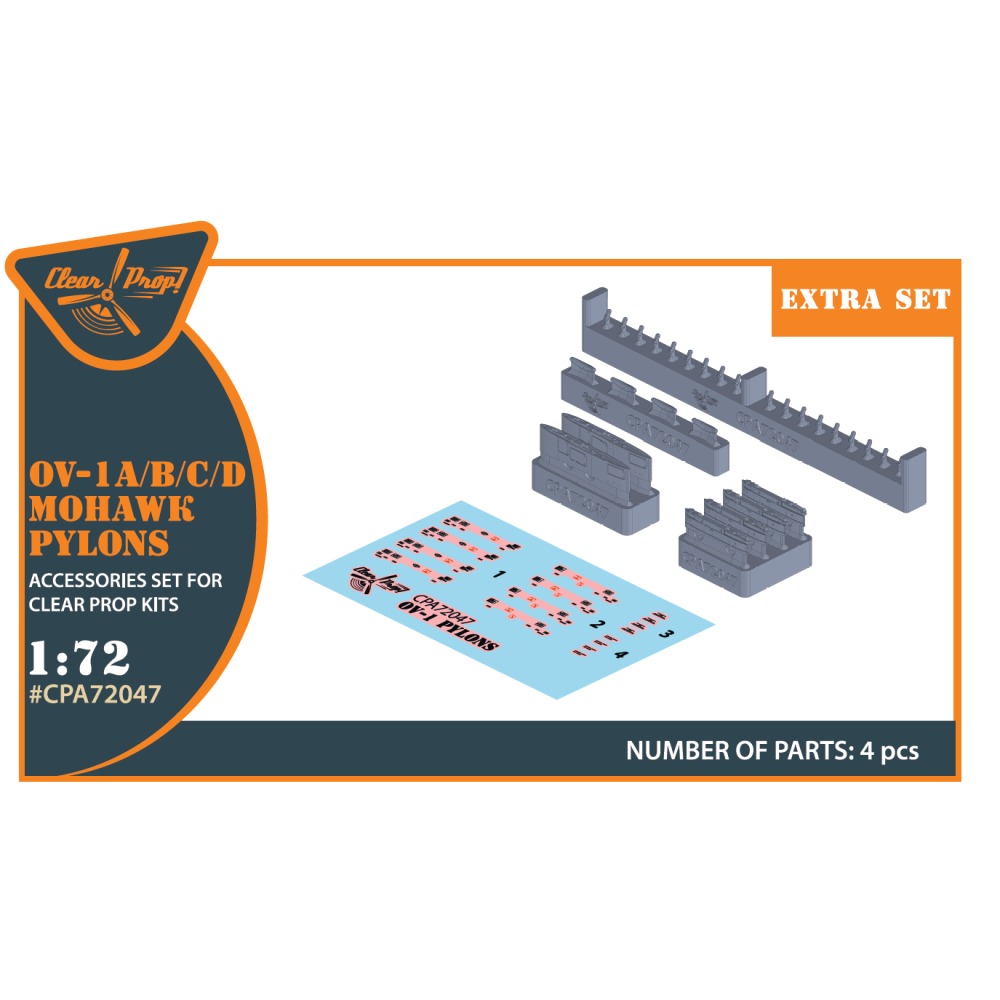 OV-1 A/B/C/D Mohawk pylons set for CP kit  1/72 ClearProp CPA72047