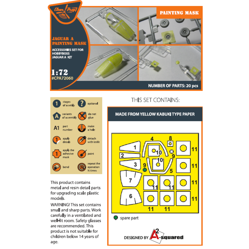 Jaguar A painting mask for Hobby Boss kit "yellow kabuki paper" 1/72 ClearProp CPA72060