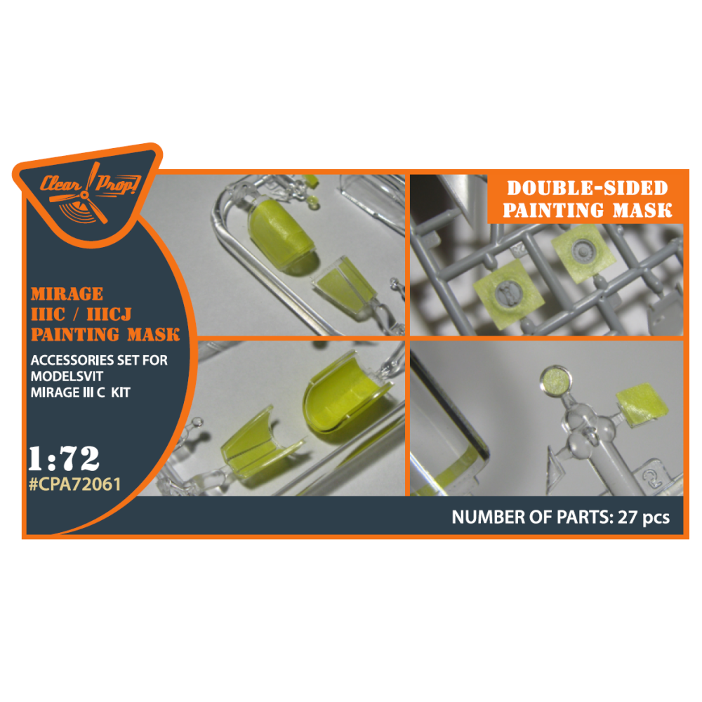 Mirage IIIC/IIICJ  Modelsvit painting mask on "yellow kabuki paper" 1/72 ClearProp CPA72061