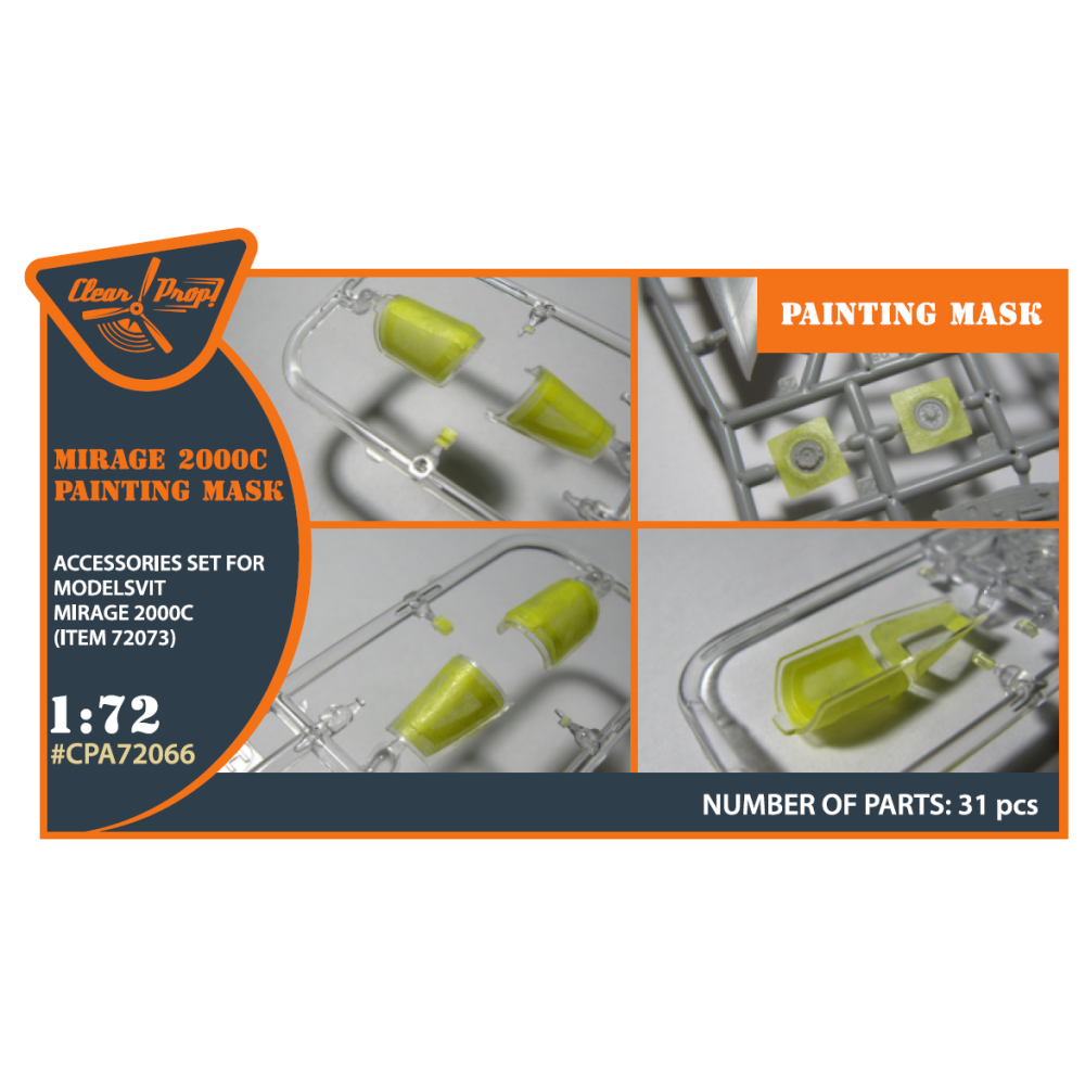 Mirage 2000C  Modelsvit (72073) painting mask on "yellow kabuki paper" 1/72 ClearProp CPA72066