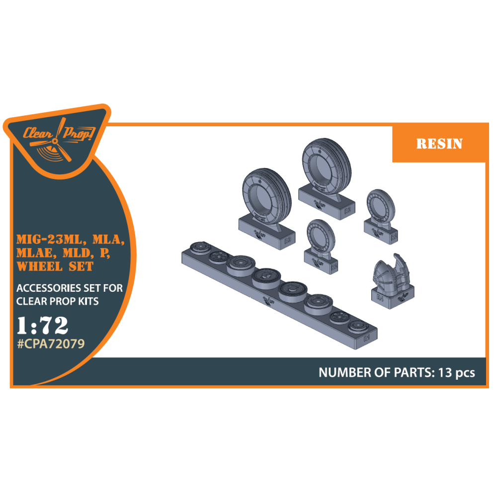 MiG-23ML, MLD, P, MLAE Wheel set (Resin) 1/72 ClearProp CPA72079
