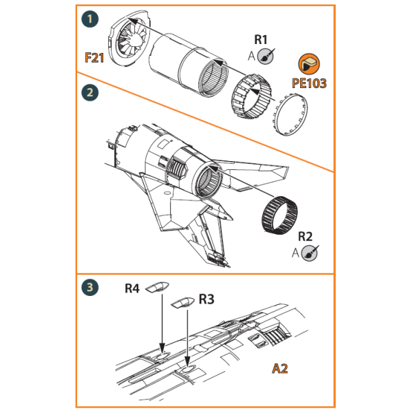 MiG-23ML, MLD, P, MLAE Exhaust and air scoops for CP kits 1/72 ClearProp CPA72080