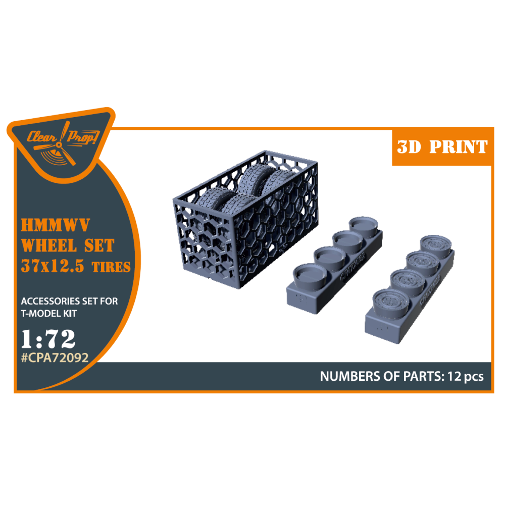 HMMWV wheel set 37x12,5 tires (T-Model)  (Resin) 1/72 ClearProp CPA72092