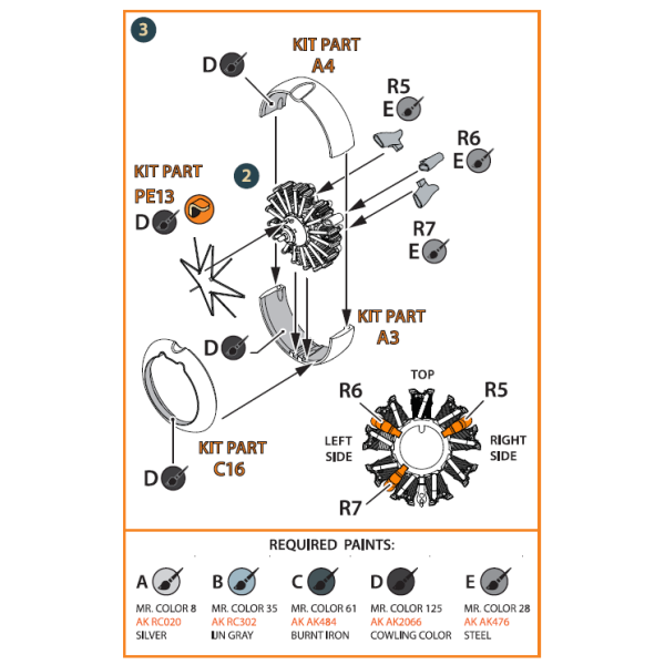 A5M Claude (all versions) resin engine set for CP kits  1/72 ClearProp CPA72094