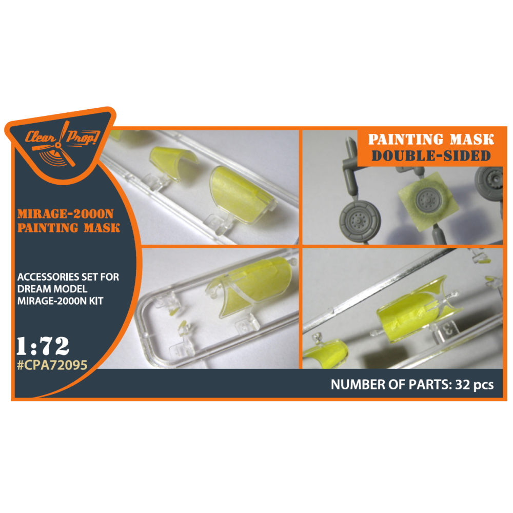 Mirage-2000N double-sided  painting mask on "yellow kabuki paper" for Dream Model   kits  1/72 ClearProp CPA72095