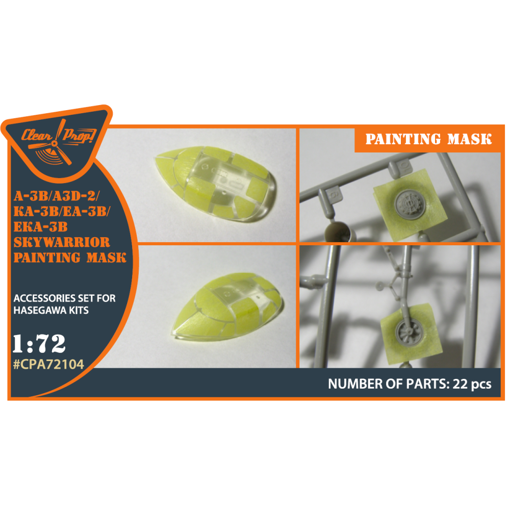 A-3B  painting mask on "yellow kabuki paper" for Hasegawa kits  1/72 ClearProp CPA72104