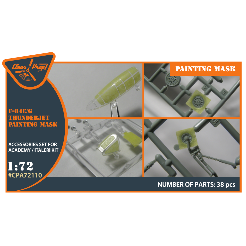 F84E/G Thunderjet (Italeri/Academy)  kit painting mask "yellow kabuki paper" 1/72 ClearProp CPA72110