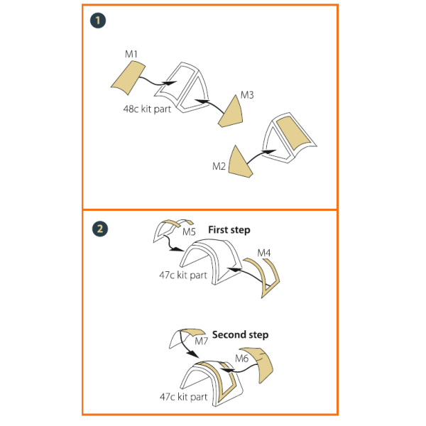 F4U-4B/7 Corsair (Italeri) kit painting mask "yellow kabuki paper" 1/72 ClearProp CPA72111