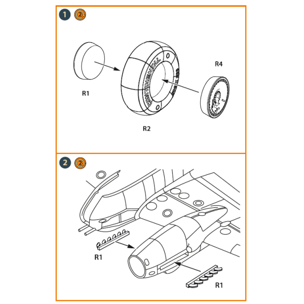 Me-410 B-1/U2/U4/R4 wheel set and exhausts (Resin) 1/72 ClearProp CPA72113