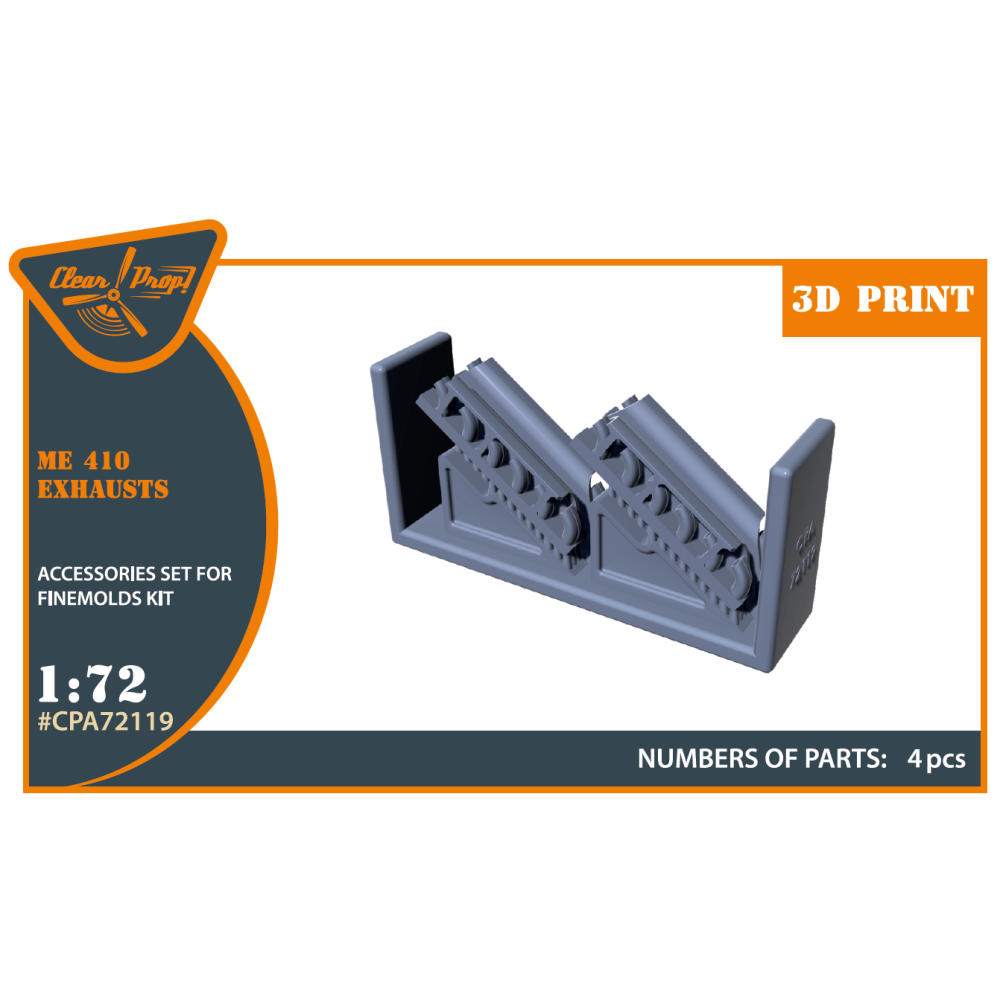 Me-410 B-1/U2/U4/R4  resin exhaust  for Finemolds 1/72 ClearProp CPA72119