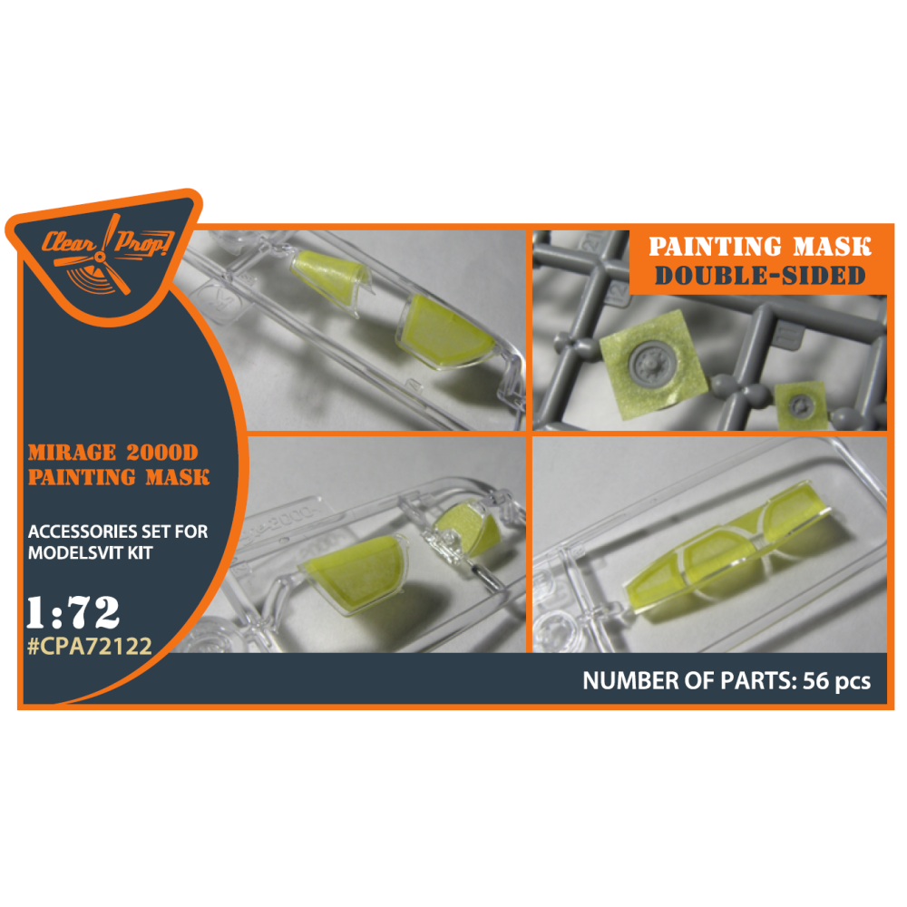 Mirage-2000D double-sided  painting mask on "yellow kabuki paper" for ModelSvit  1/72 ClearProp CPA72122