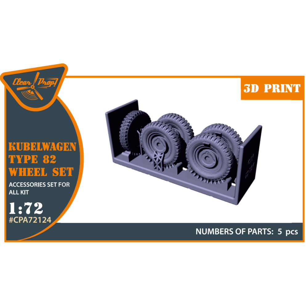 Kubelwagen type 82  wheel set (Resin) 1/72 ClearProp CPA72124