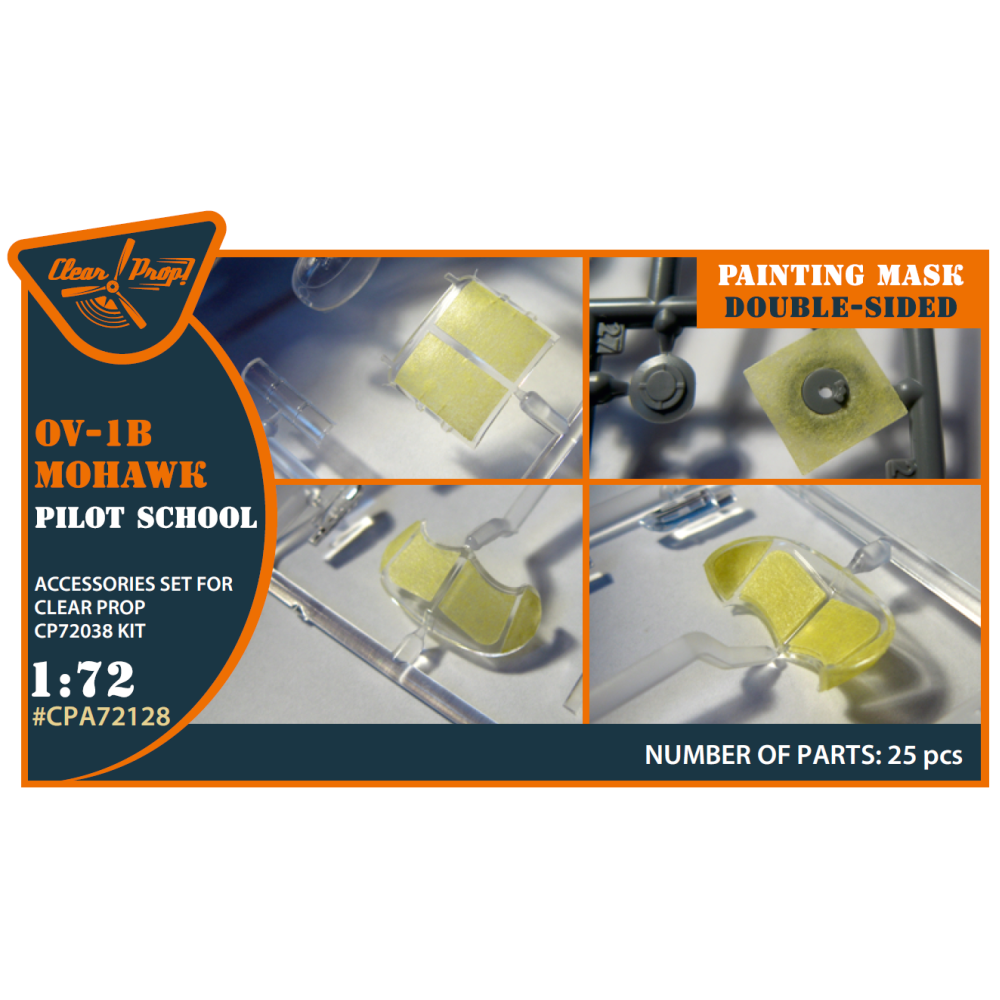 OV-1B Mohawk "Pilot School" painting mask on "yellow kabuki paper" for CP  kits 72038  1/72 ClearProp CPA72128