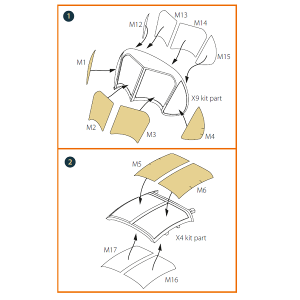 OV-1B Mohawk "Pilot School" painting mask on "yellow kabuki paper" for CP  kits 72038  1/72 ClearProp CPA72128