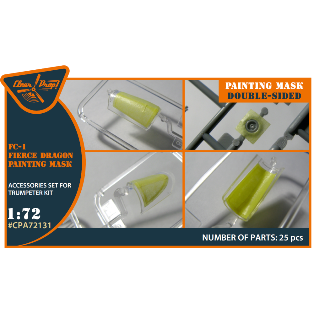 FC-1 Fierce Dragon  double-sided  painting mask on "yellow kabuki paper" for  Trumpeter 1/72 ClearProp CPA72131