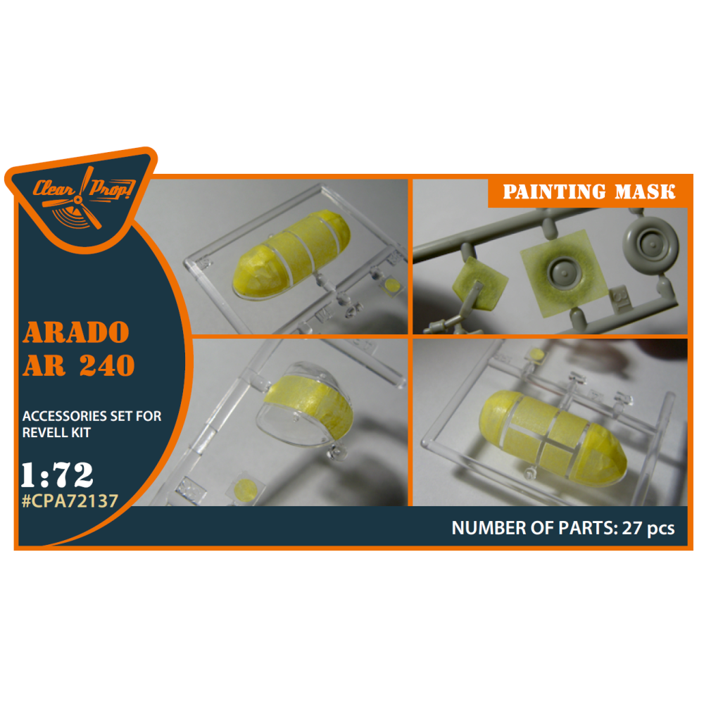 Arado Ar-240 painting mask on "yellow kabuki paper" for REVELL  1/72 ClearProp CPA72137