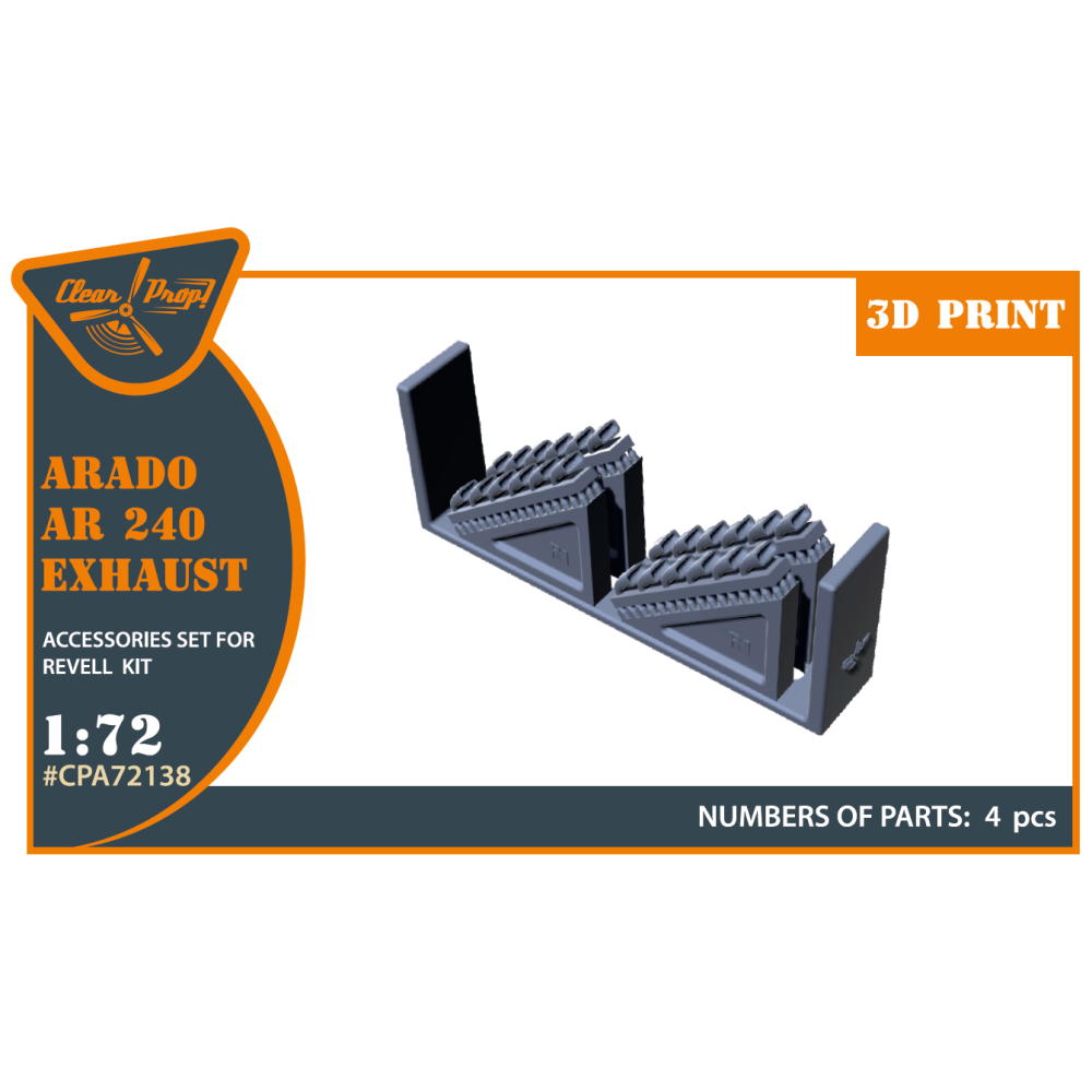 Arado Ar-240 exhaust set for REVELL kit  1/72 ClearProp CPA72138