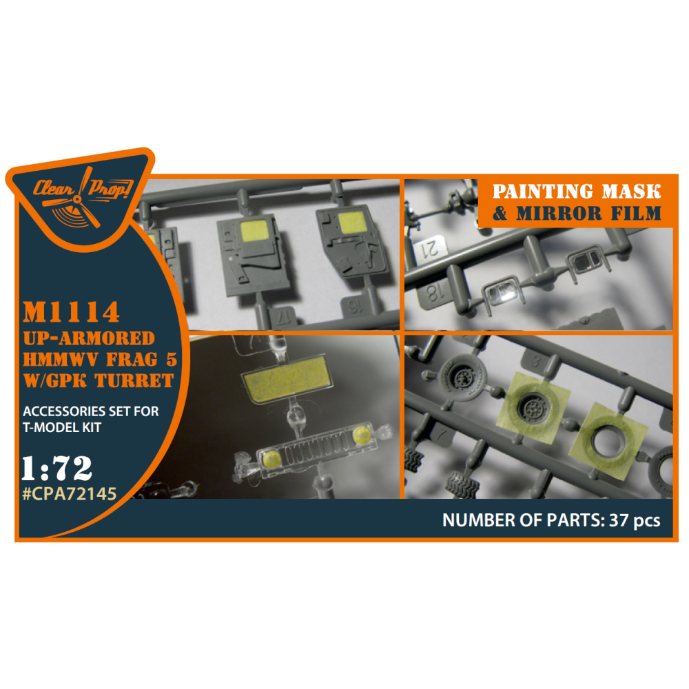 M1114 Up-armored HMMWV Frag 5 W/GPK Turren  painting mask  (T-Model) 1/72 ClearProp CPA72145