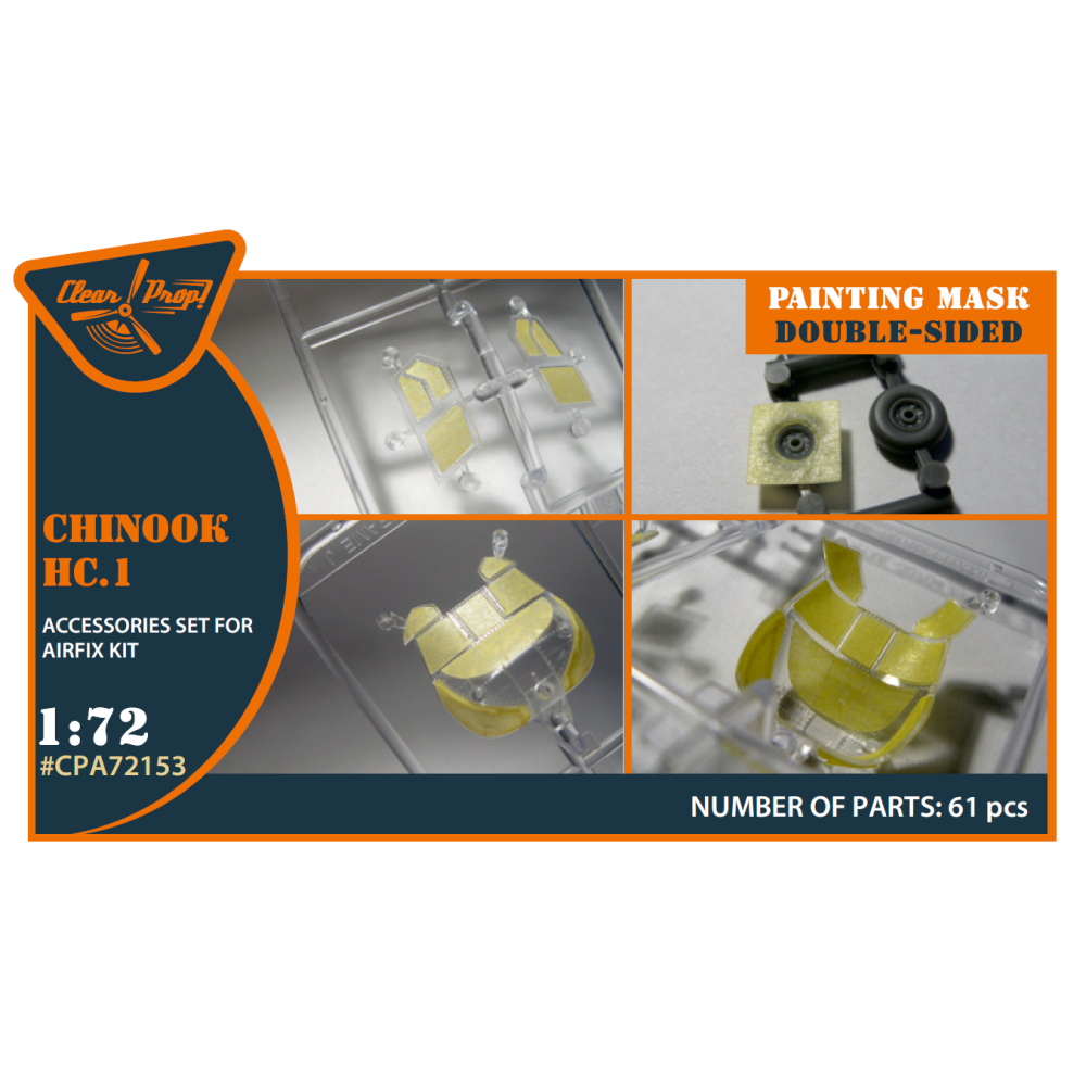 Chinook HC.1  double-sided  painting mask on "yellow kabuki paper" for  Airfix 1/72 ClearProp CPA72153